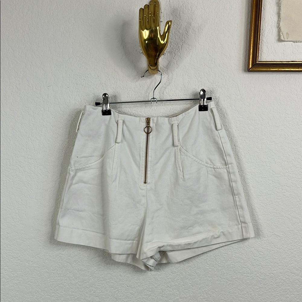 INTERMIX Denim High Waist Front Exposed Zip Jean Shorts